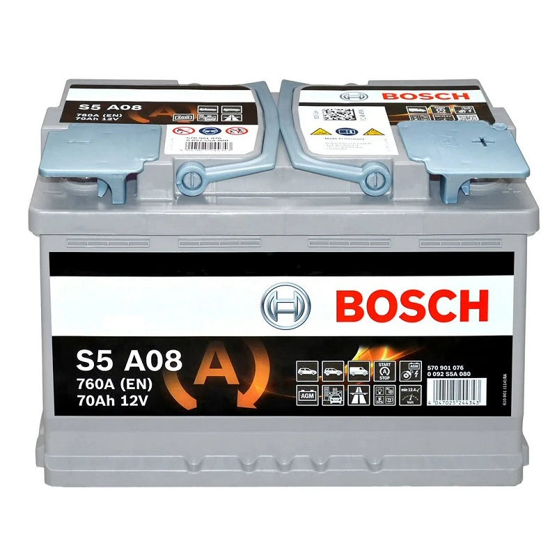 BOSCH 0098S5A080 Starter Battery AGM S5 12V 70Ah/760A, ETN 570901076, KSN  S5A08, for Start-Stop Systems : : Automotive