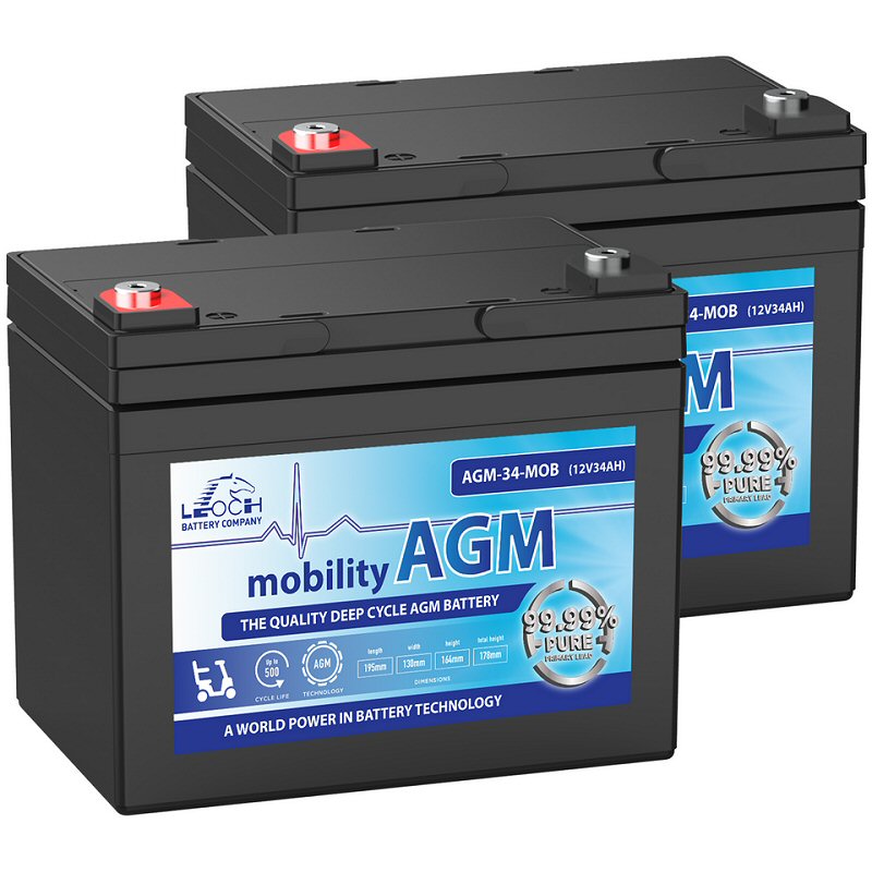 12v 34Ah Mobility Scooter Batteries AGM-34-MOB