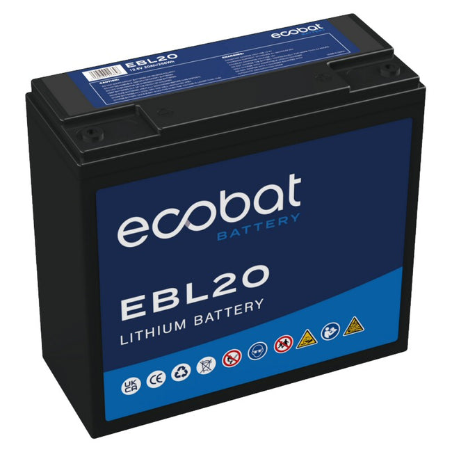 12v 20Ah Lithium Battery 256Wh Ecobat EBL20