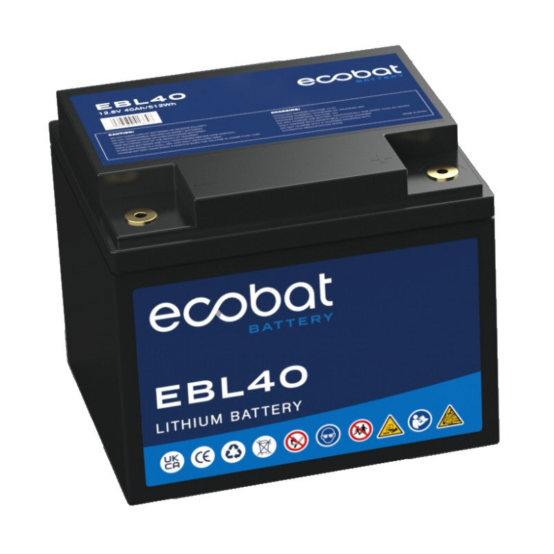 12v 40Ah Lithium Battery 512Wh Ecobat EBL40