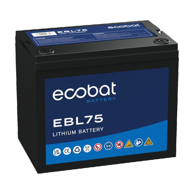 12v 75Ah Lithium Battery 960Wh Ecobat EBL75