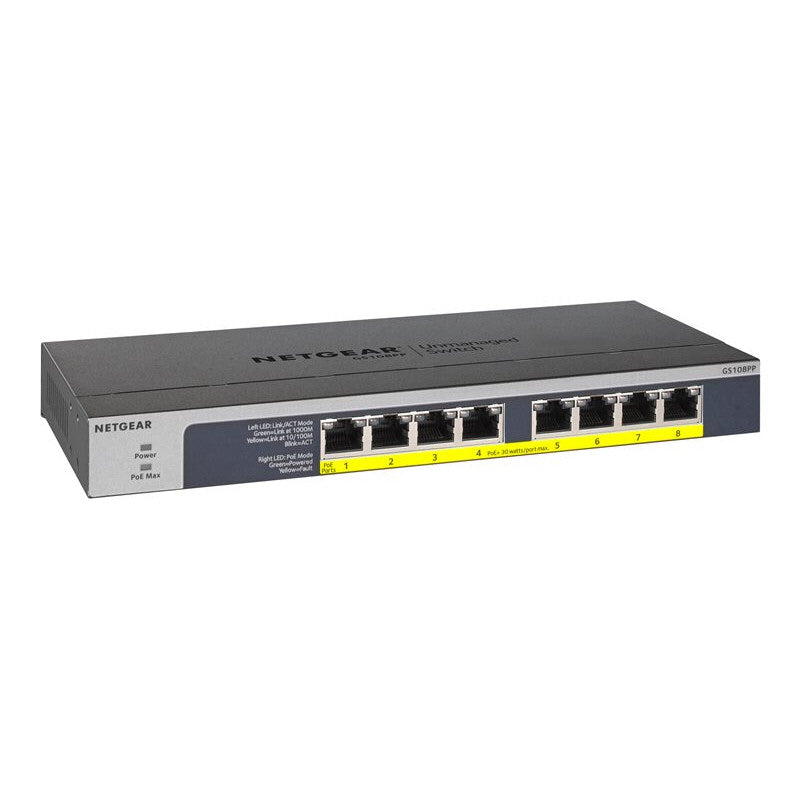 Netgear GS108LP-100EUS - 8 Port Unmanaged Gigabit Switch With PoE